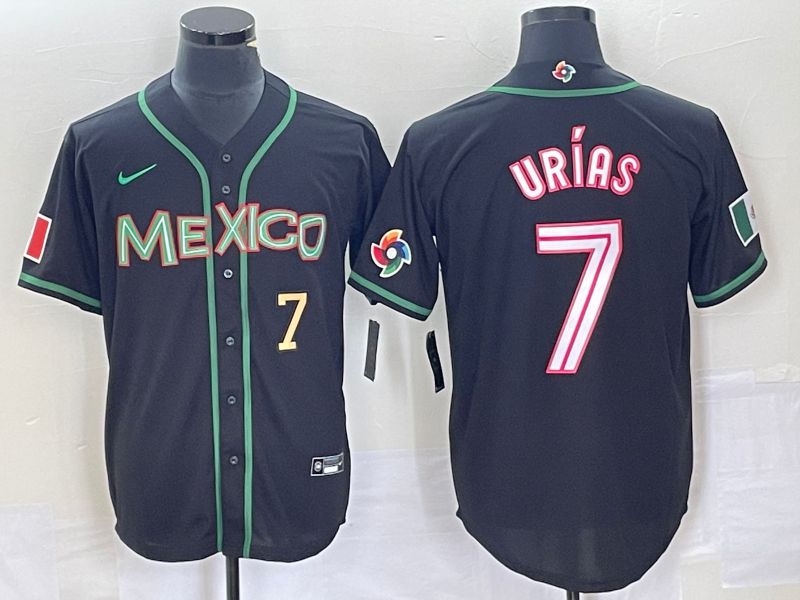 Men 2023 World Cub Mexico #7 Urias Black white Nike MLB Jersey43->more jerseys->MLB Jersey